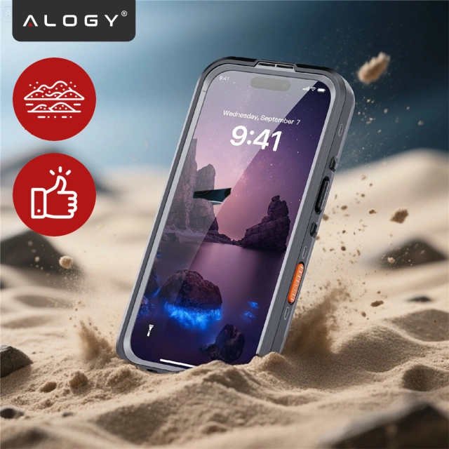 Etui Wodoodporne do Apple iPhone 17 6.3", Pancerna Obudowa 360° z Przezroczystym Tyłem, Kompatybilna z MagSafe, Alogy HydroArmor™ IP68 Case – Czarne