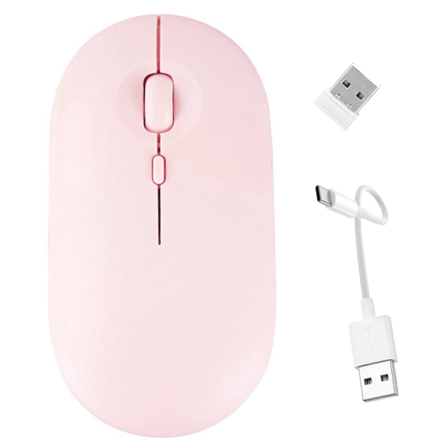 Alogy wireless mouse small ergonomic mouse for laptop PC bluetooth 2.4GHz silent pink