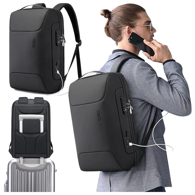 Anti-theft backpack Bange waterproof for laptop up to 15.6" multifunctional Black