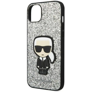 Ochranné puzdro na telefón Karl Lagerfeld KLHCP14MGFKPG pre Apple iPhone 14 Plus 6,7" pevné puzdro strieborné/strieborné Glitter Flakes Ikonik