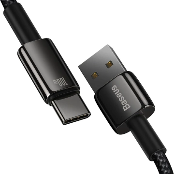 Baseus Tungsten Gold kábel USB-A - USB-C 480Mb/s 100W 1m čierny (CAWJ000001)