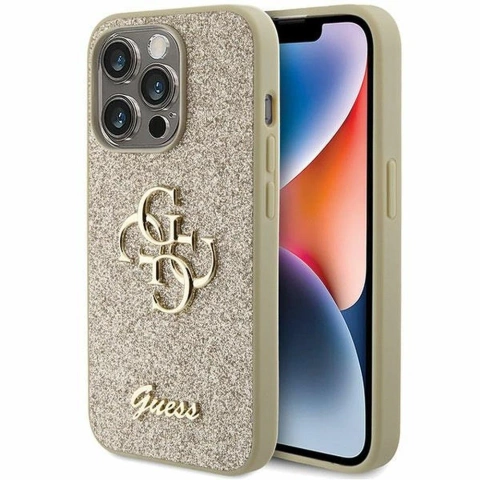 Originálne puzdro GUESS Hardcase GUHCP15LHG4SGD pre iPhone 15 PRO (Fixed Glitter Big 4G / zlaté)
