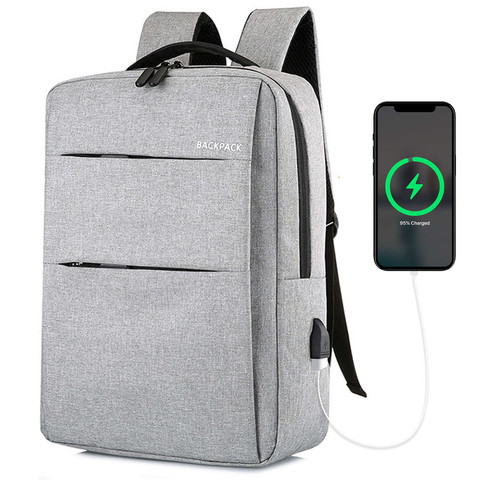 Backpack laptop bag 15.6" large waterproof with USB port Unisex 44x34x13cm for plane Alogy Backpack Gray