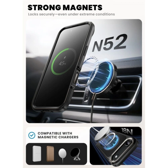 Etui Supcase Ares Flip Mag MagSafe do iPhone 17 Air Black Pancerne