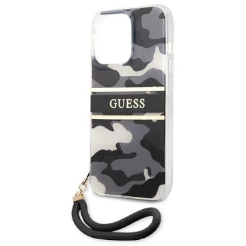 Guess GUHCP13LKCABBK iPhone 13 Pro / 13 6,1" černý/černý pevný obal Camo Strap Collection
