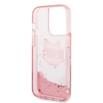Karl Lagerfeld KLHCP14XLNCHCP Hülle für iPhone 14 Pro Max 6,7" Hartschale Glitter Choupette Head pink/pink