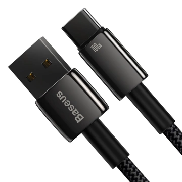 Baseus Tungsten Gold kábel USB-A - USB-C 480Mb/s 100W 1m čierny (CAWJ000001)