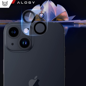 Hülle für iPhone 14 Plus 4er-Set Brille 5in1 gepanzert 360 Alogy Hybrid 2x Bildschirmglas 2x Linse schwarz-transparent