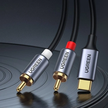 Kábel UGREEN audio audio kábel USB typu C (samec) - 2RCA (samec) 1,5 m sivý (20193 CM451)