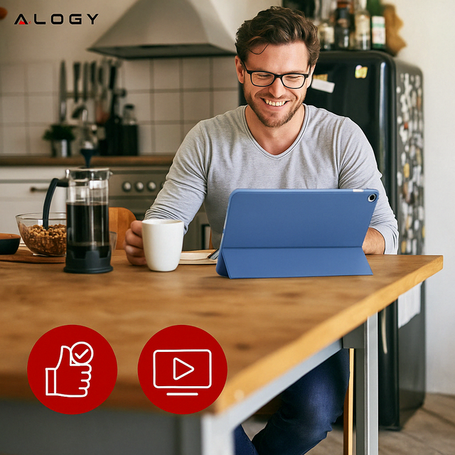 Etui do Apple iPad 10.2 9 gen 8/7 2021/2020/2019 Smart Pencil Case Alogy TPU obudowa na tablet Niebieskie + Szkło