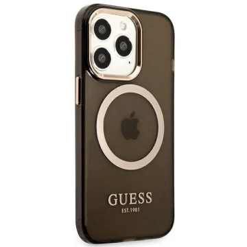 Pevné puzdro Etui Guess GUHMP13XHTCMK pre iPhone 13 Pro Max 6,7" Gold Outline Translucent MagSafe