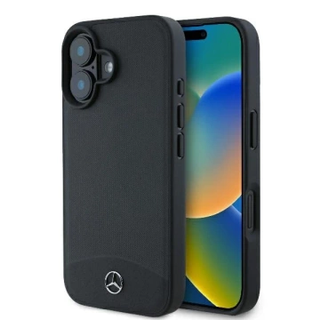 Чохол Mercedes iPhone 16 6.1" Czarny MagSafe Hardcase Textured And Plain Leather