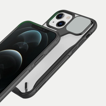 Nillkin Cyclops Case Odolné pouzdro s krytem fotoaparátu a skládacím stojánkem pro iPhone 13 černý