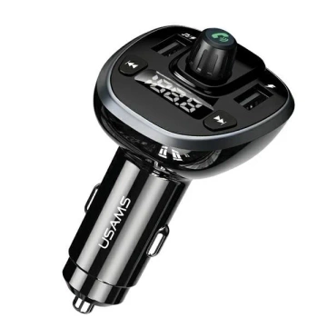 USAMS C21 hands-free car kit with FM transmitter, Bluetooth 5.0, MP3, 2xUSB 3.4A CC115GC01 (US-CC115) black/black
