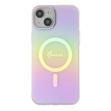 Etui Guess GUHMP15SHITSP pro iPhone 15 6,1" różowy/růžový pevný obal IML Iridescent MagSafe