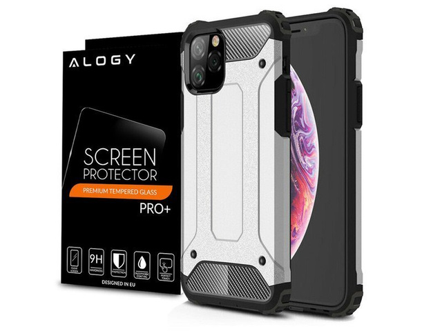 Etui Alogy Hard Armor do Apple iPhone 11 Pro srebrne + Szkło
