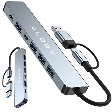 HUB splitter Alogy Adaptér pro počítačový notebook s USB-C na 3x USB-A 2.0 1x USB-A 3.0 šedý