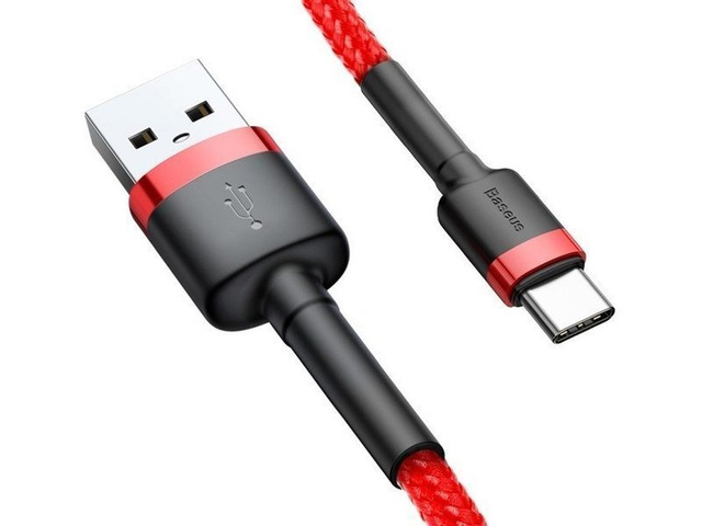 Кабель Baseus Cafule USB-C Type C 2A 3м Червоно-чорний