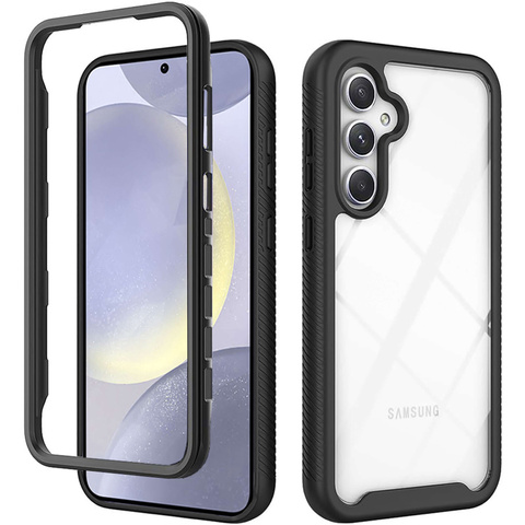 Case for Samsung Galaxy S24 Armored Cover Hydrogel Screen Film Case 360 Defense Pro Alogy Black