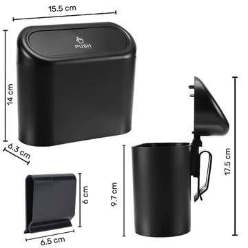 Автомобільний сміттєвий бак органайзер міні невеликий бак для автомобіля Alogy чорні пакети для сміття 90 шт. суміш з 6 рулетів