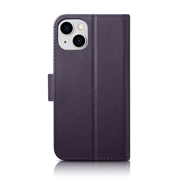 Чохол iCarer Wallet Case 2in1 Phone Case для iPhone 14 Plus Anti-RFID Leather Flip Cover Dark Purple