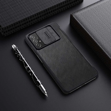 Kožené pouzdro Nillkin Qin pro Samsung Galaxy A73 hnědé