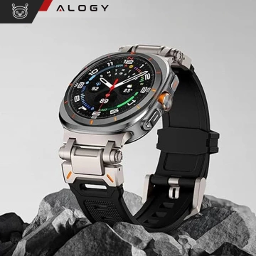 Alogy Luxusný kovový remienok na náramok TPU pre Apple Watch 42/44/45/49 mm čierny