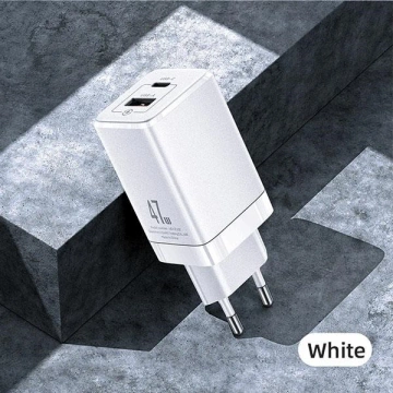 Zaťaženie USAMS. siete. T41 USB-C USB GaN 47W PD QC (iba hlava) Rýchle nabíjanie biela/biela CC137TC02 (US-CC137)