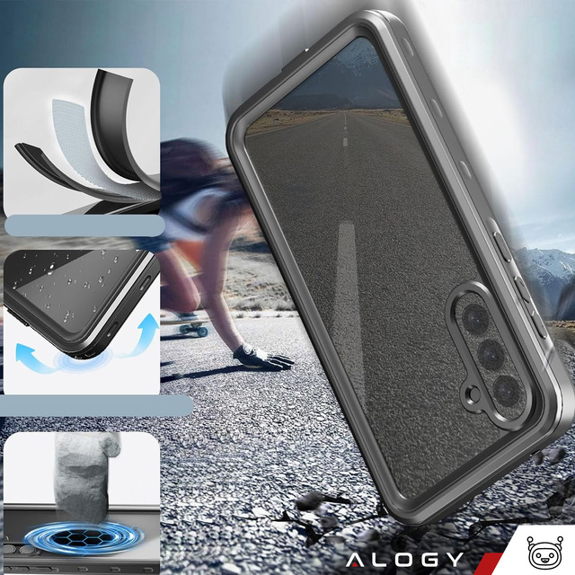 Puzdro pre Samsung Galaxy A35 5G Armored Waterproof IP68 360 Armor Case Vstavané sklo Alogy Black
