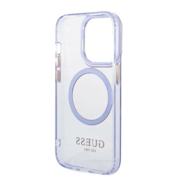 Etui Guess GUHMP14LHTCMU für iPhone 14 Pro 6,1" lila/lila Hartschale Gold Outline Translucent MagSafe