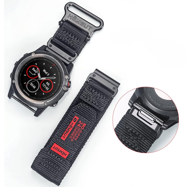 Nylonový remienok pre Garmin Fenix 5x 6x 7x Pro 26 mm Nylon Band Sport Black