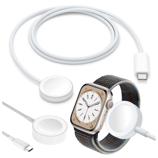 Alogy magnetický QI indukčný nabíjací kábel pre Apple Watch USB-C typ C 100cm 1M biely