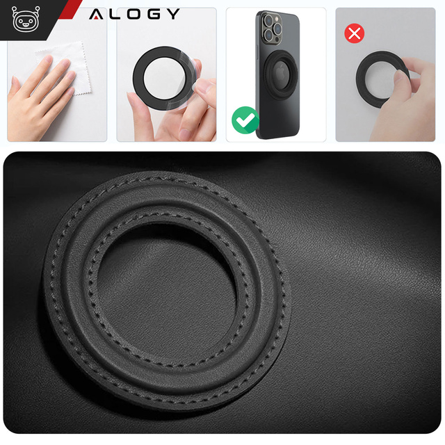 Magnetic plate for MagSafe sticker Ring Ring Holder cover Universal leather Alogy Magnetic black