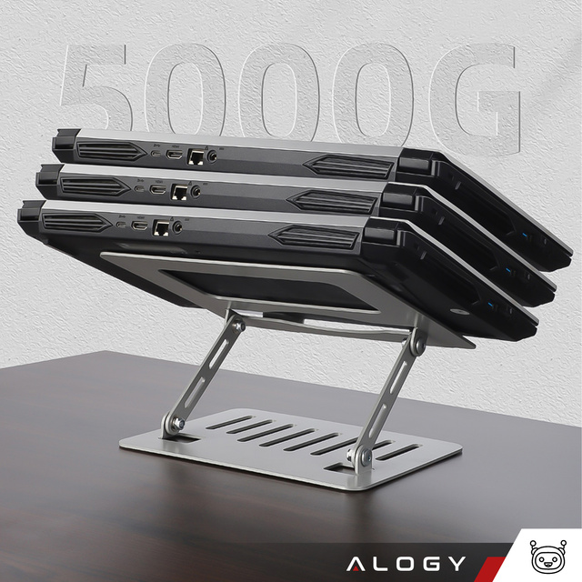 Laptop holder tablet 17" stand stand foldable adjustable aluminum for desk 25 x 21.5cm Alogy Silver