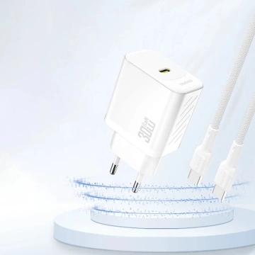 Зарядний пристрій Dudao White A27P USB-C GaN 30 Вт | Компактний та ефективний