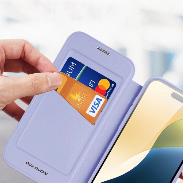 Чохол MagSafe для iPhone 16 Dux Ducis Skin X Pro фіолетового кольору з клапаном