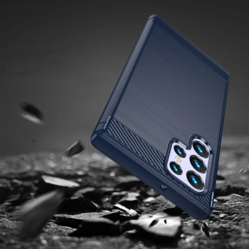 Carbon Phone Case for Samsung Galaxy S23 Ultra Flexible Silicone Carbon Cover Blue