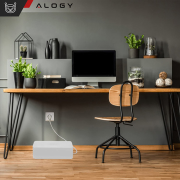 Kabel-Organizer Schreibtisch-Bodenbehälter Kabelbox Alogy Box L 40 cm groß Weiß