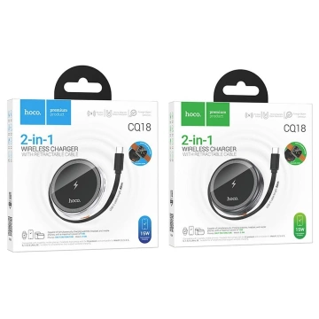 HOCO Wireless Charger With Retractable Cable Type-C Compatible With MagSafe And Apple Watch 15W CQ18 Gray