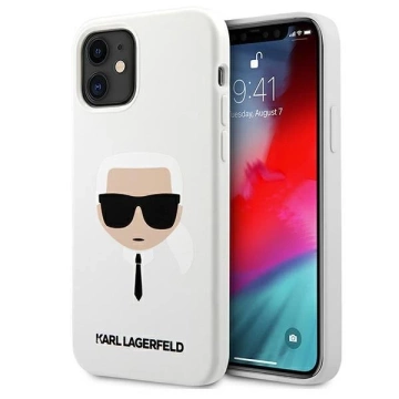 Karl Lagerfeld KLHCP12SSLKHWH iPhone 12 mini 5,4" biele/biele pevné puzdro Silikónová Karlova hlava