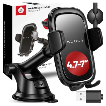 Držák telefonu do auta, okno, mřížka, kokpit, palubní deska, auto, auto, pro 7" telefon Alogy 3v1 Black Organizer