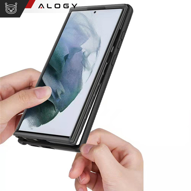 Hülle für Samsung Galaxy S24 Ultra Armored Cover Hydrogel Screen Film Case 360 Defense Pro Schwarz