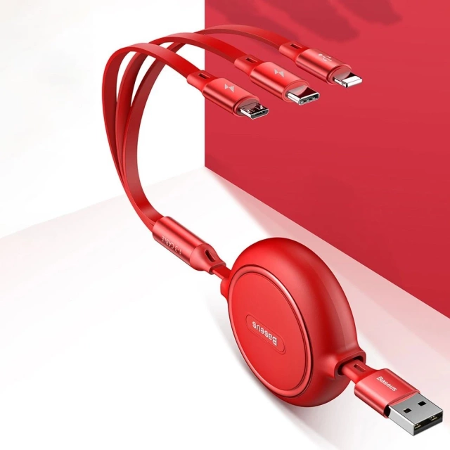 Розширювальний кабель Baseus Golden Loop 3in1 USB - micro USB / Lightning / USB-C 3.5A 35см - 120см чорний (CAMLT-JH01)