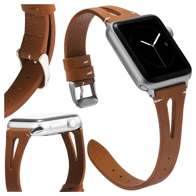 Lederarmband Alogy Lederarmband für Apple Watch 42/44/45 / 49mm Braun