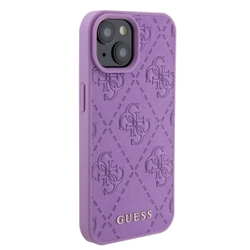 Etui Guess GUHCP15SP4EPMU pre iPhone 15 6,1" fioletovy/svetlofialove pevne puzdro Leather 4G Lisované