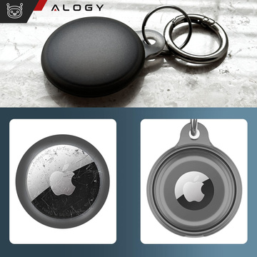 Puzdro na lokalizáciu pre Apple AirTag Keychain Vodotesné puzdro Alogy 360 IPX8 s príveskom matná čierna