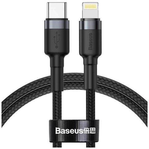 Kabel nylonowy Baseus Cafule USB-C Lightning PD 1m Czarny/szary