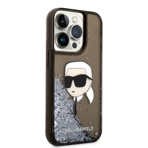 Etui Karl Lagerfeld KLHCP14XLNKHCK na iPhone 14 Pro Max 6,7" pevné puzdro Glitter Karl Head čierne/čierne