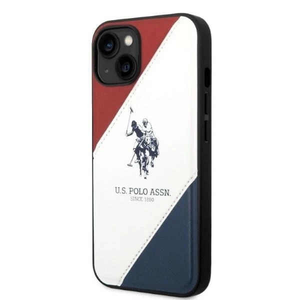 Puzdro US Polo Tricolor Embossed na iPhone 14 Plus 6,7" bielo/biele