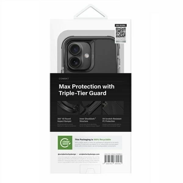 Etui UNIQ Combat для iPhone 16 6.1" Magclick Charging czarny/carbon black